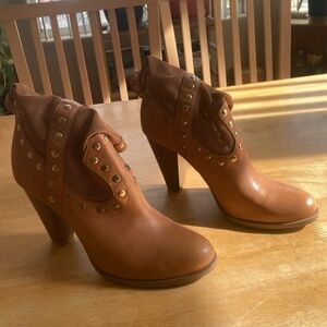 BCBG Studded Camel Cowboy low cowboy boots